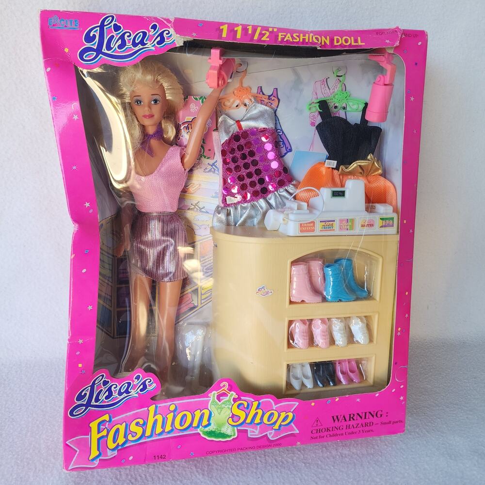 Lisa's Trendy Fashion Doll & Shop 11.5" Doll NFRB #1142  by Excite